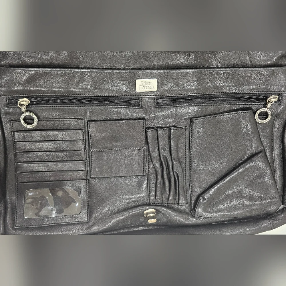 Designer Lisa Loren Vintage Black Leather Men's Bag